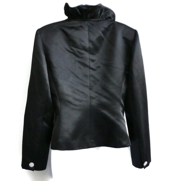SiLK Vintage 90s Kay Unger Blazer Blouse Elegant Evening Liquid Satin Ruffle M - Picture 4 of 10